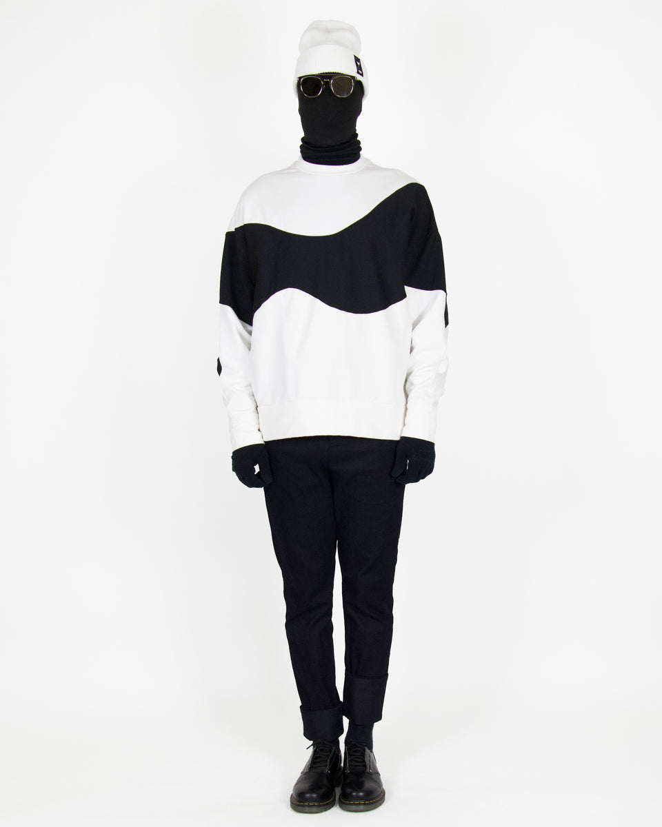 【BAON】[unisex] Pinto Printing Sweatshirt Pan Sweatshirt - White and Black – N8