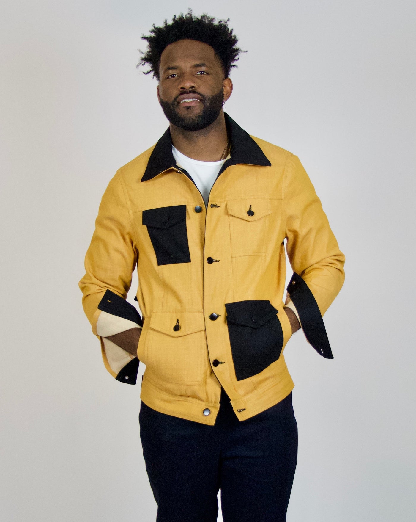 Denim jacket men yellow outlet