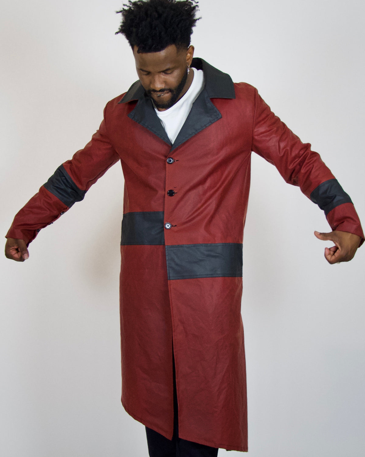 Kannon Trench Coat - Red and Black